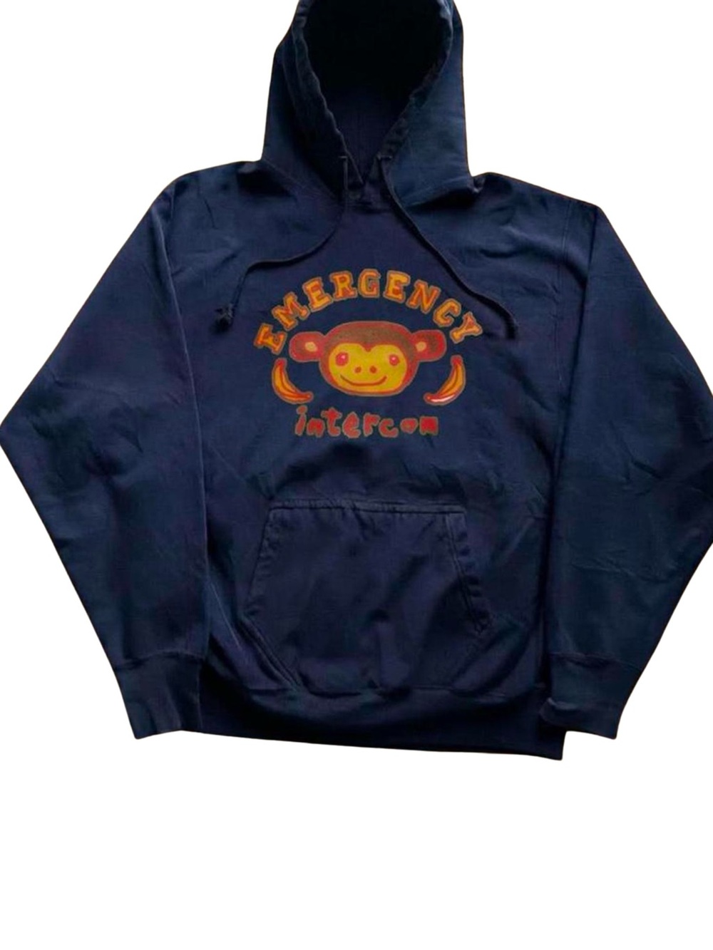 Emergency Intercom Monkey Banana Navy Blue Pullover Hoodie